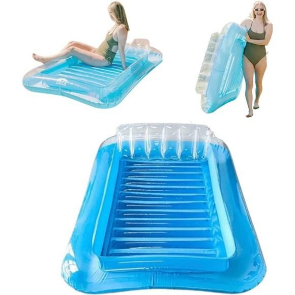 Inflatable Tanning Pool Lounger Float Large - Outdoor Lounge Pool (Blue) - Picture 1 of 6